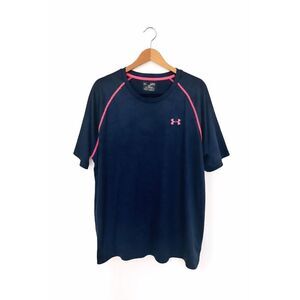 Under Armour HeatGear Navy Short Sleeve Athletic Shirt Men’s XL Pink Logo